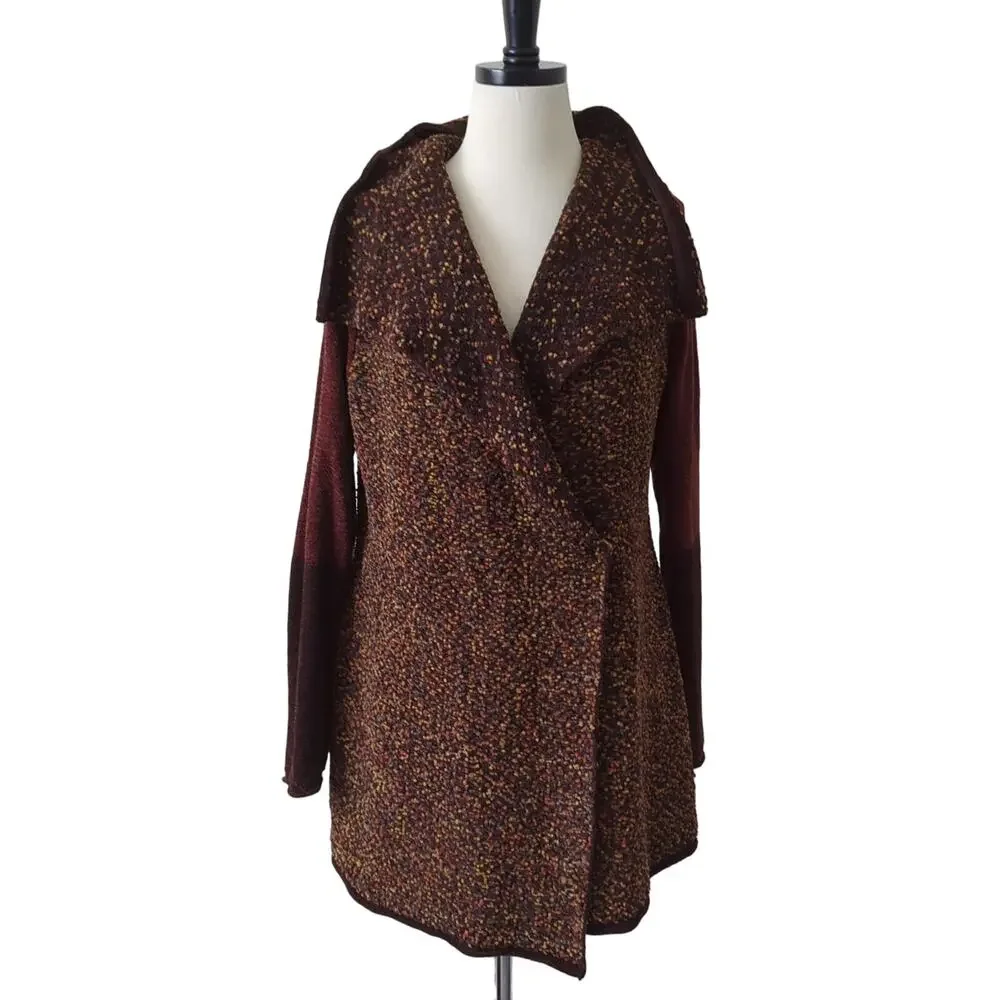 Soft Surroundings Womens Sweater Brown Longline Size Medium Top Neutral Cardigan